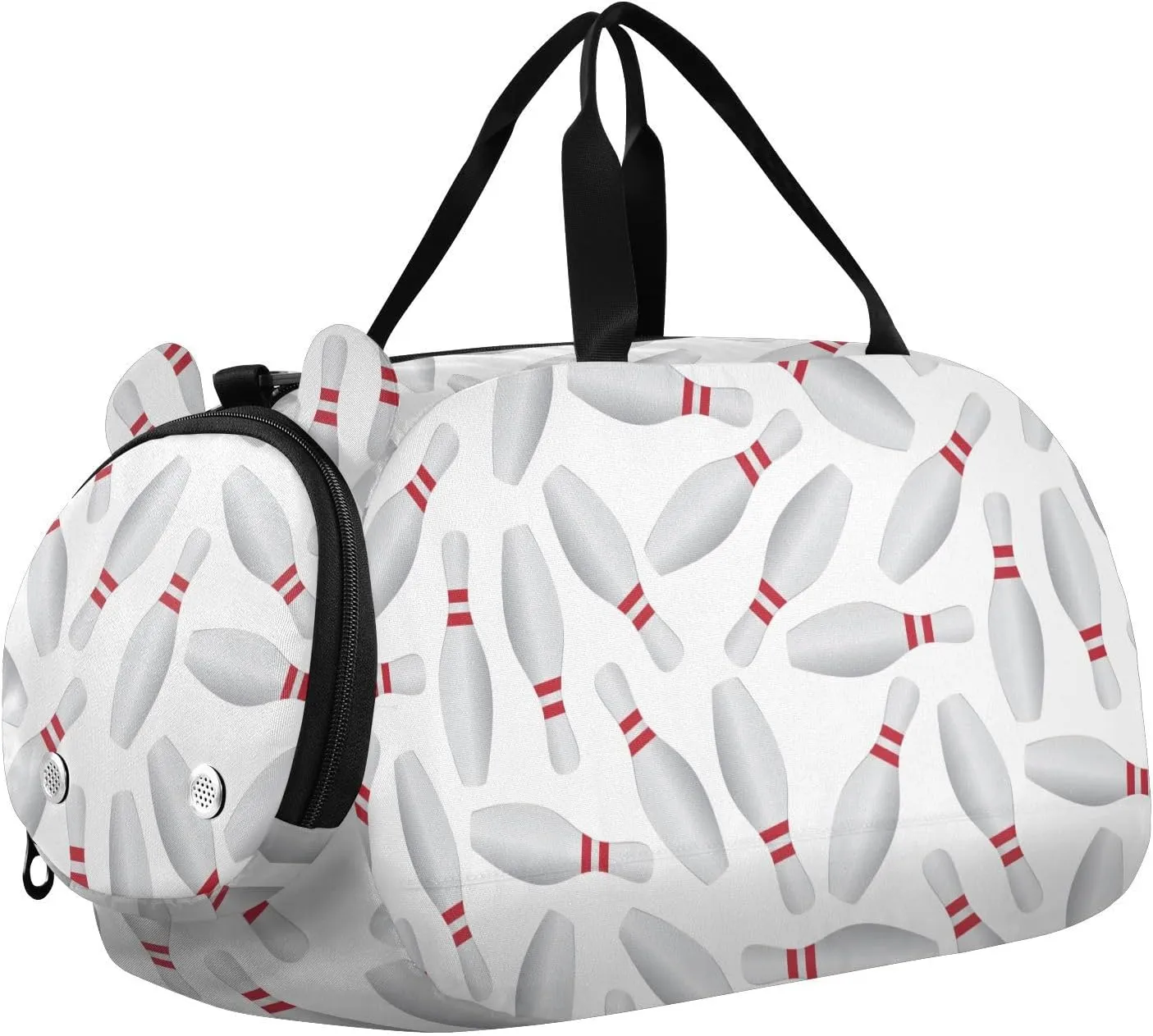 VIGTRO Bowling White Background Kids Overnight Travel Duffel Bag Sport Gym Bag for Boys Girls with Shoe Compartment, Carry On Weekender Luggage Bag for Dance Swim Yoga