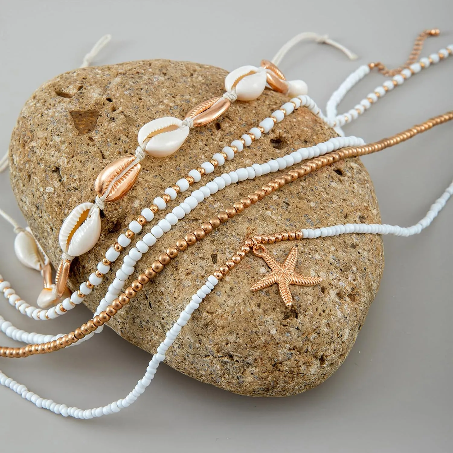 Volare Shell Anklet for Women Starfish Anklet Beach Anklets Puka Shell Anklets Seashell stackable Ankle Bracelets