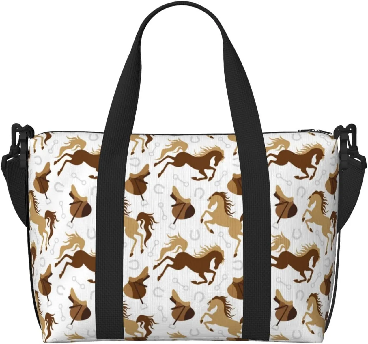 VOSERY Laptop Tote Bag for Women Work - Minimalist Cool Horse Saddle Gym Bag for Women Men, Personal Item Crossbody Travel Bags for Women Men Carry On, Overnight Weekender Bags for Women Travel