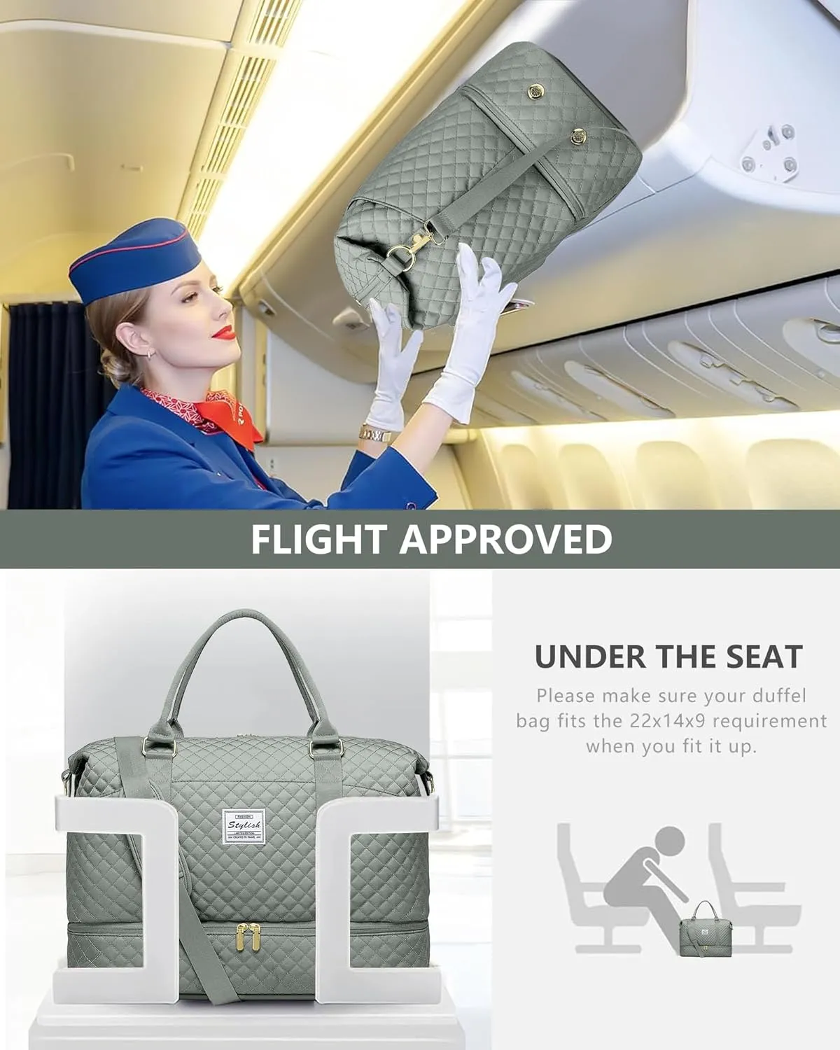 Weekender Bags for Women Duffle Bag - Travel Duffel Bag with Shoe Compartmen Carry on Overnight Bag with Toiletry Bag Gym Tote Bag with Wet Pocket Hospital Bags for Labor and Delivery Green