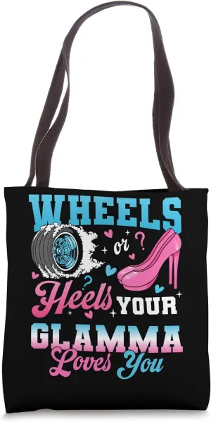 Wheels Or Heels Your Glamma Loves You Gender Reveal Party Tote Bag