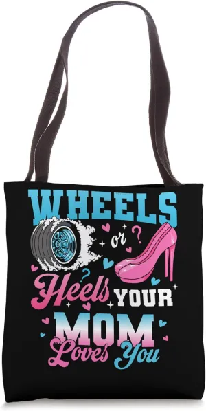 Wheels Or Heels Your Mom Loves You Gender Reveal Party Tote Bag