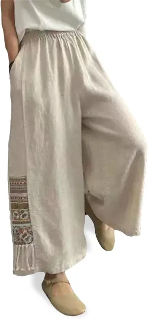 Women Palazzo Pants Summer Boho Bagyy Wide Leg High Waist Casual Trousers Flowy Loose Lounge Printing Pants with Pocket