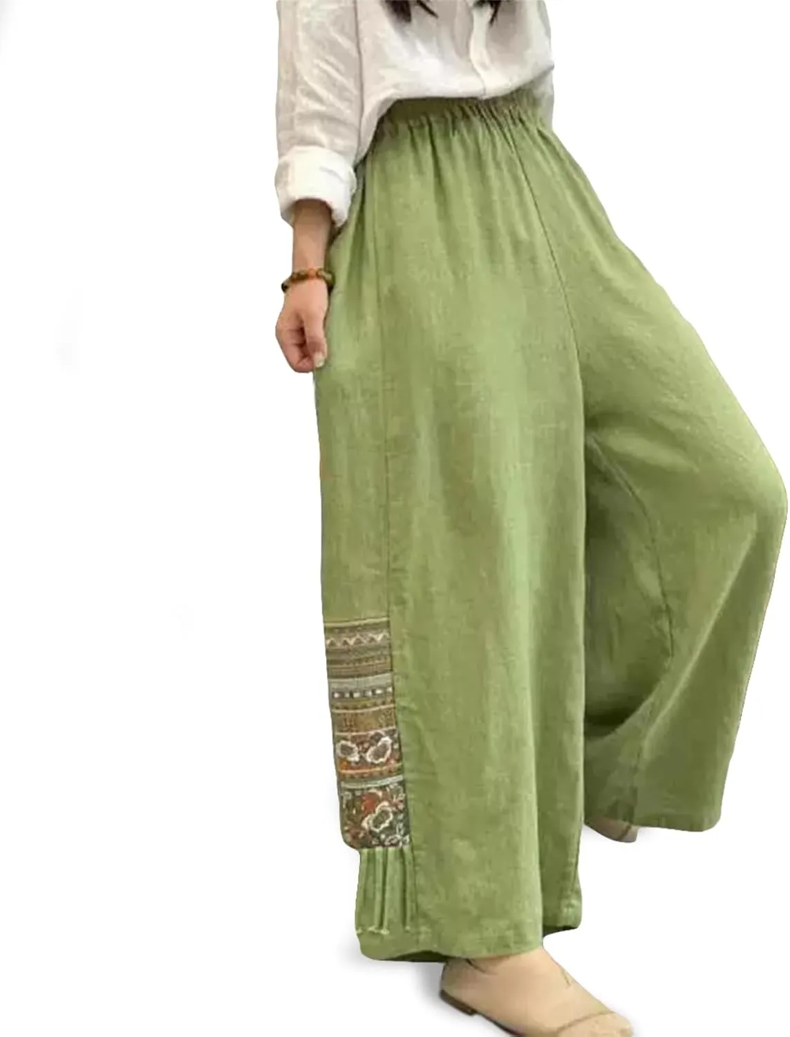 Women Palazzo Pants Summer Boho Bagyy Wide Leg High Waist Casual Trousers Flowy Loose Lounge Printing Pants with Pocket