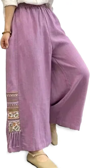 Women Palazzo Pants Summer Boho Bagyy Wide Leg High Waist Casual Trousers Flowy Loose Lounge Printing Pants with Pocket