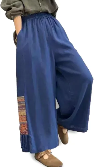 Women Palazzo Pants Summer Boho Bagyy Wide Leg High Waist Casual Trousers Flowy Loose Lounge Printing Pants with Pocket