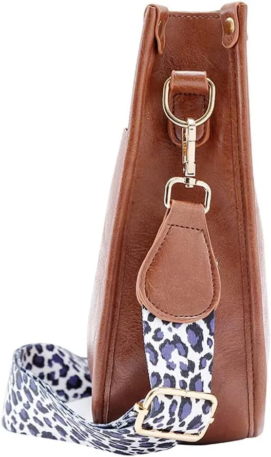 Women PU Leather Shoulder Large Capacity Tote Leopard Print Crossbody Purse Retro Handbag Wallet for Work