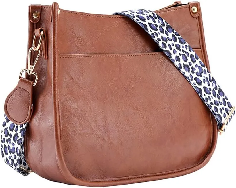 Women PU Leather Shoulder Large Capacity Tote Leopard Print Crossbody Purse Retro Handbag Wallet for Work