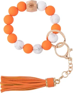 Women Wristlet Keychain Bracelet Wallet for Silicone Beaded Car Key Rings with Bangle Card Holder Elastic Beaded, Type 20