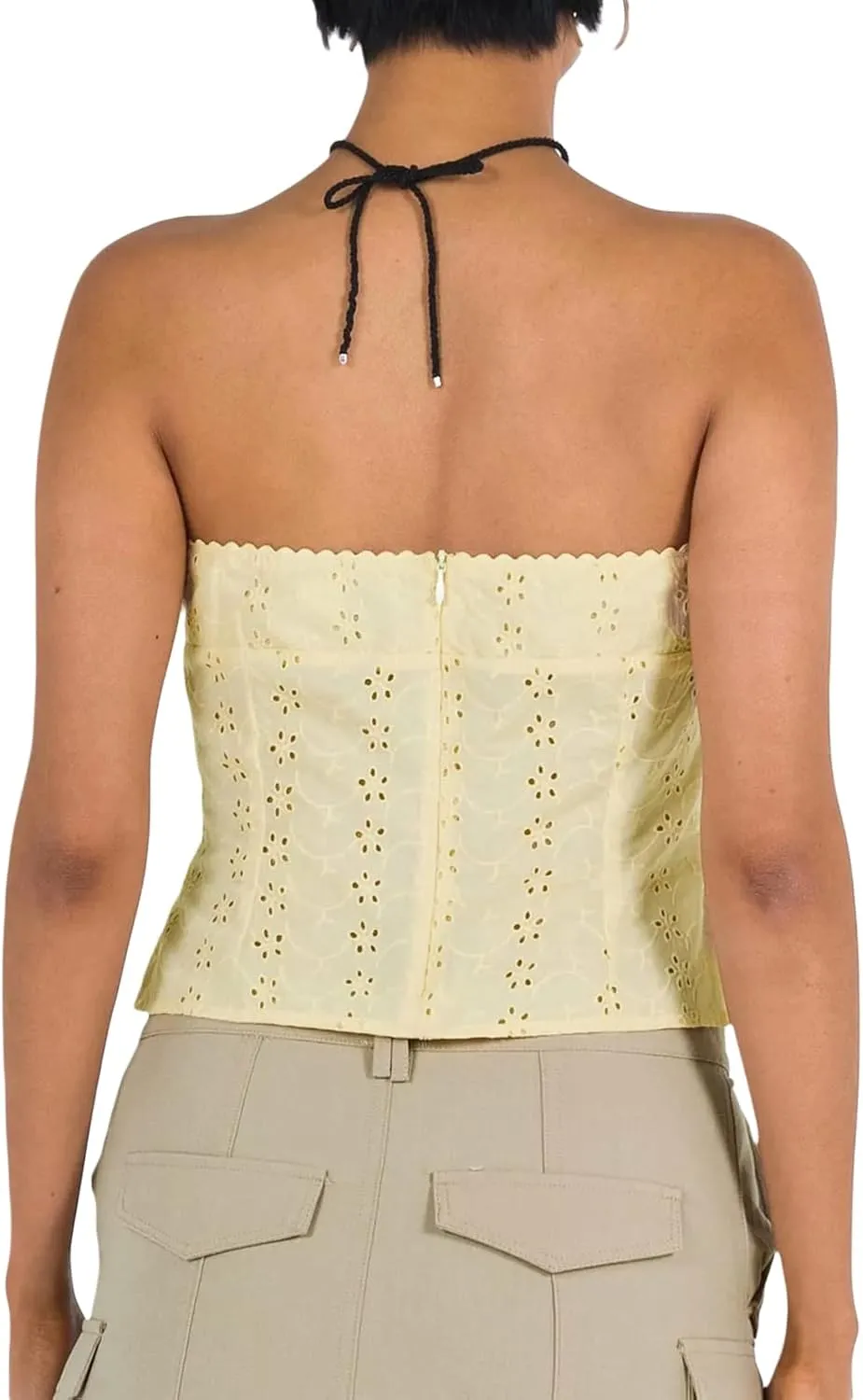 Women Y2k Backless Crop Top Sexy Tie Up Spaghetti Strap Camisole Shirt Cute Summer Tops