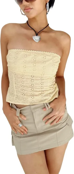 Women Y2k Backless Crop Top Sexy Tie Up Spaghetti Strap Camisole Shirt Cute Summer Tops