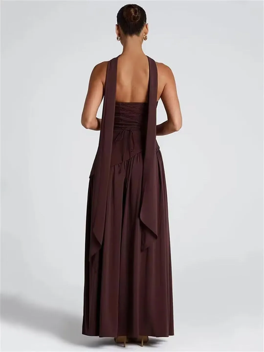 Women's Chiffon Bridesmaid Dresses 2025 Strapless Pleated Formal Party Dress Ruffles Evening Gowns with Side Slit