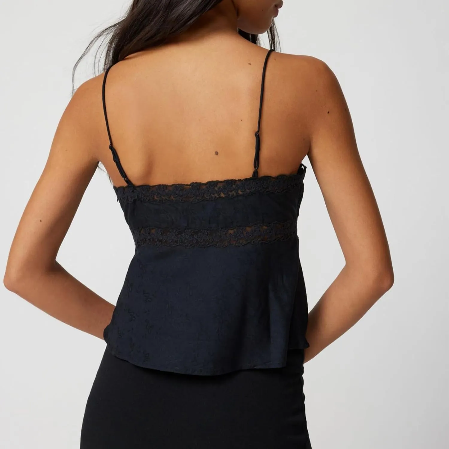 Women's Contrast Floral Lace Camisole Side Slit Sleeveless Cami Irregular Hem Crop Vest Shirt Mesh Sheer Tank Top