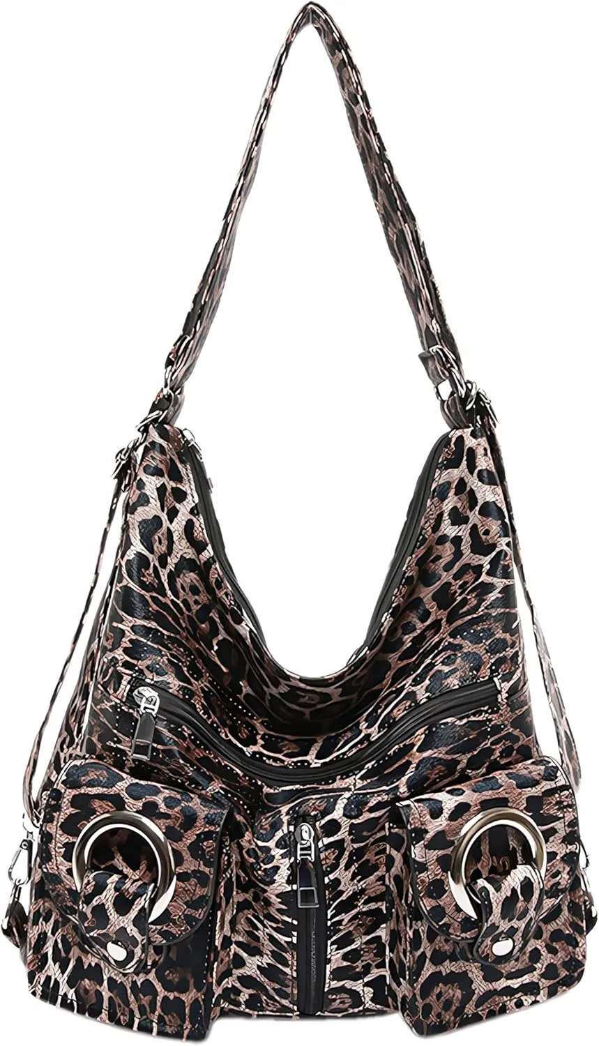 Women's Leopard Print Tote Bags Animal Cheetah Pattern Hobo Shoulder Purse