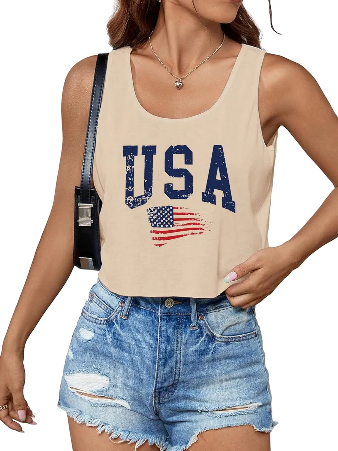 Women's Red White and Blue Shirts Patriotic Tops American Flag Graphic Crop Tops for Teen Girls