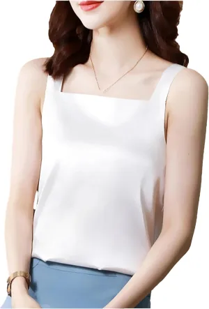 Women's Silk Satin Camisole Tank Tops for Women Trendy Sleeveless Cami Summer Basic Vest