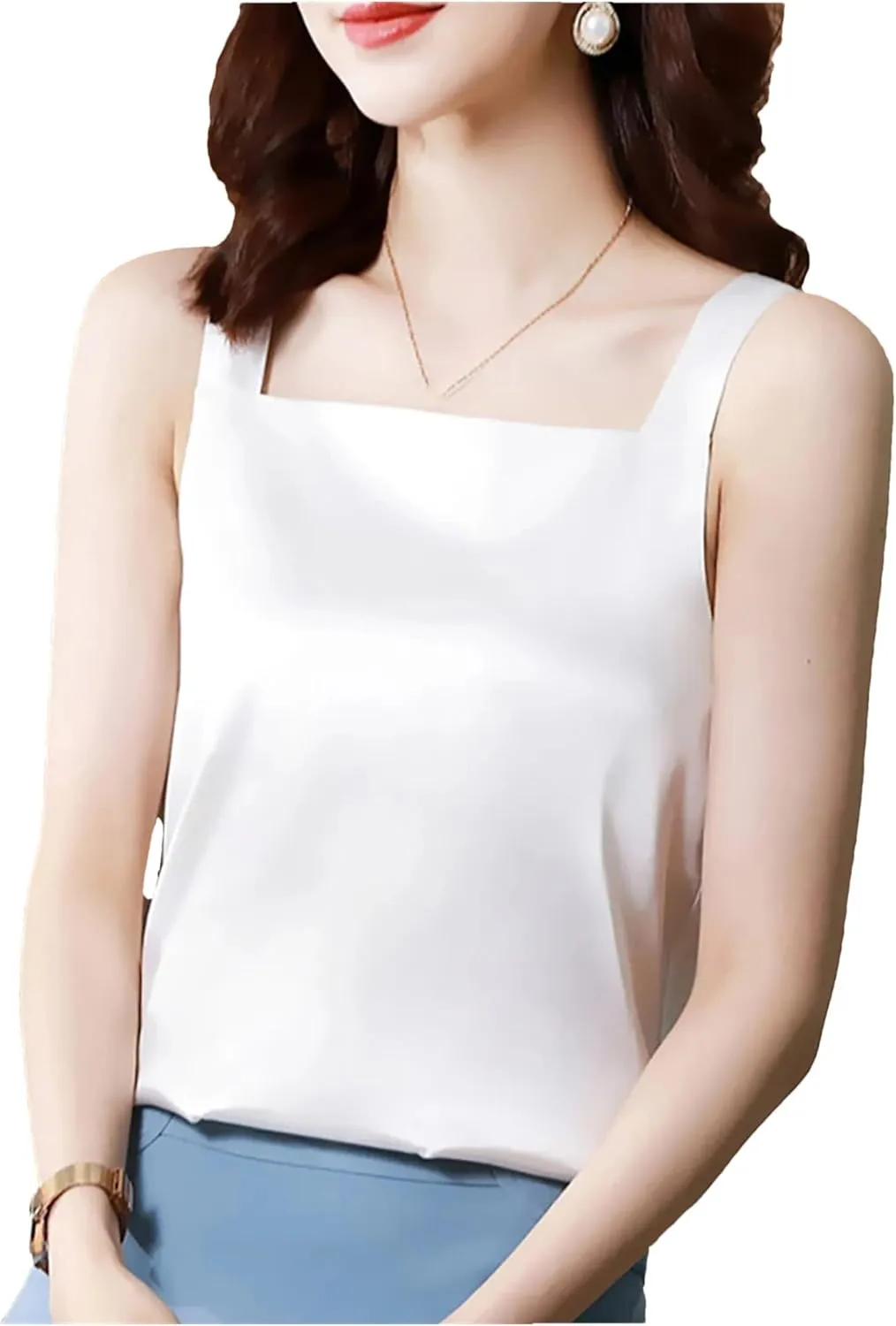 Women's Silk Satin Camisole Tank Tops for Women Trendy Sleeveless Cami Summer Basic Vest