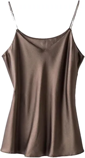 Women's Silk Sexy V-Neck Tanks Tops for Women Trendy Summer Double-Layer Silk Camisole