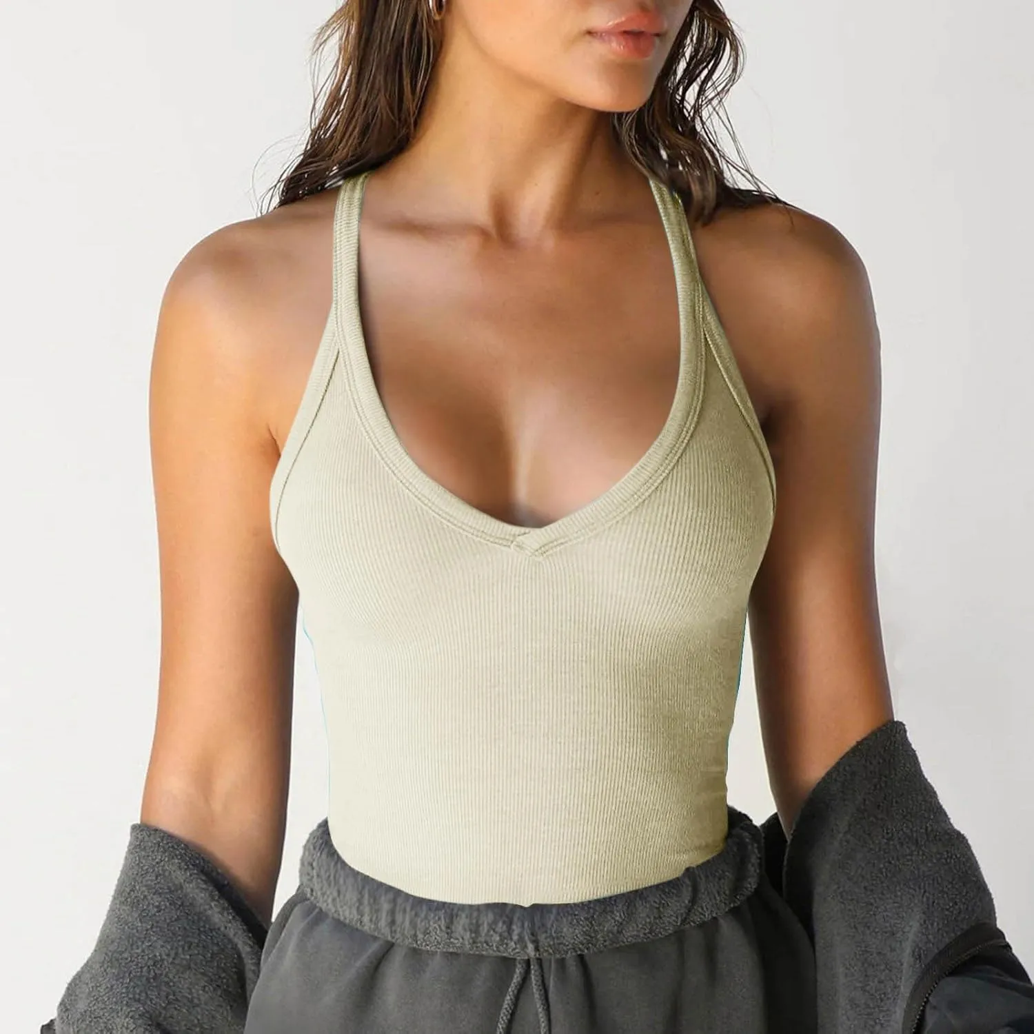 Women's Tank Tops Summer Spaghetti Strap Spring Shirts Deep V Neck Beach Vacation 2025 Casual Camisole