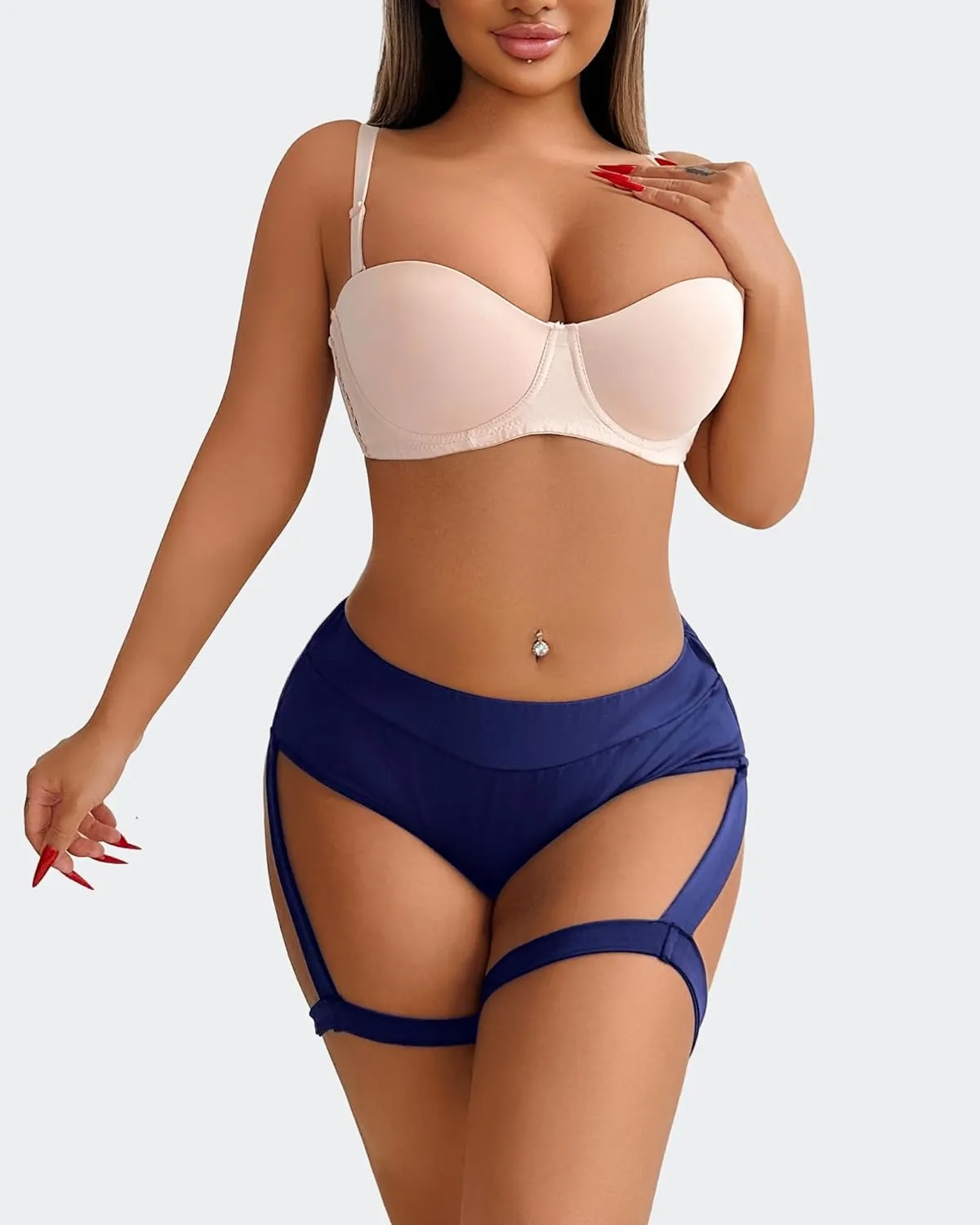 Women's Yoga Shorts with Garters High Waist Slim Sexy Bodycon Booty Dance Hot Pants Bandage Workout Butt Lifting