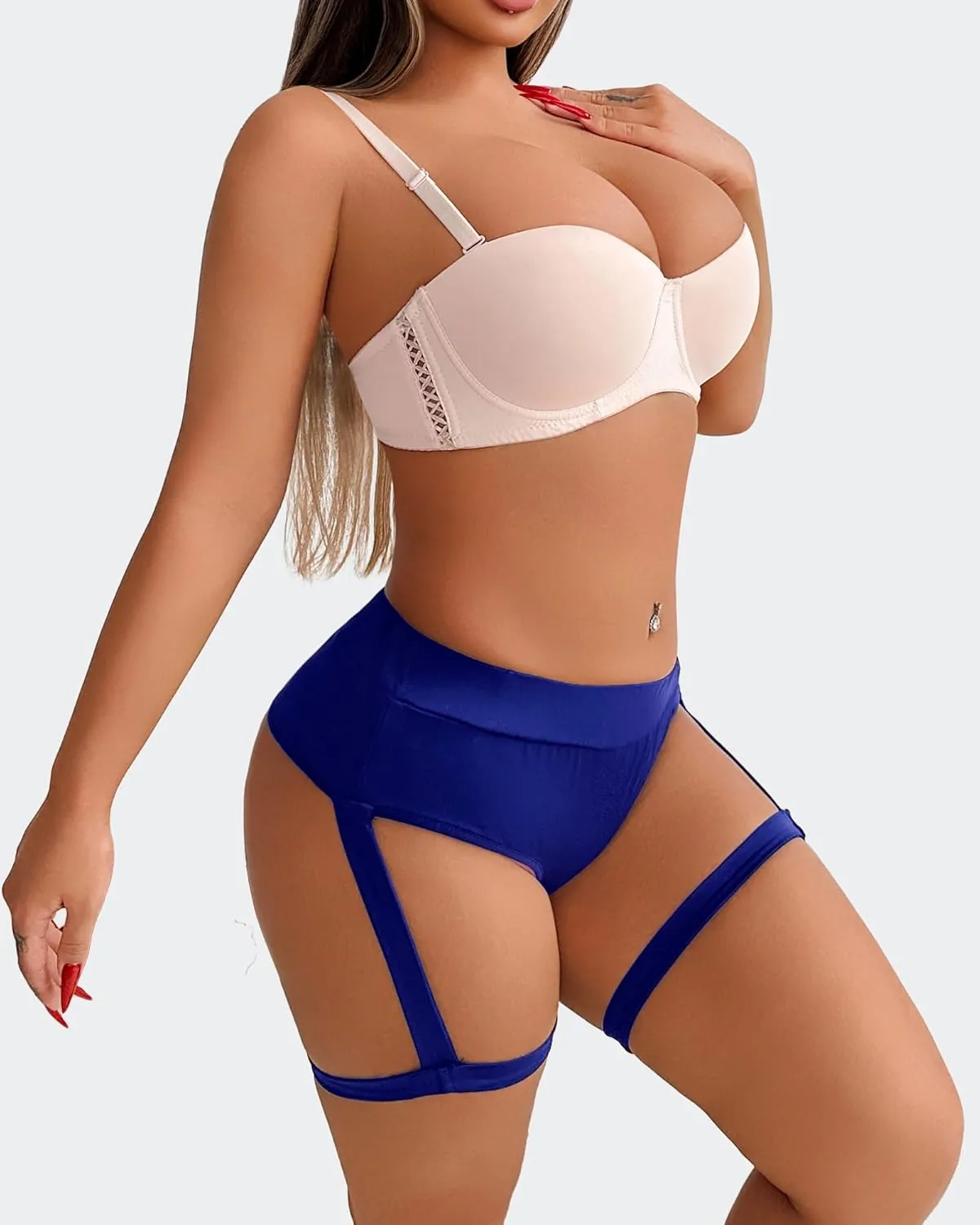 Women's Yoga Shorts with Garters High Waist Slim Sexy Bodycon Booty Dance Hot Pants Bandage Workout Butt Lifting