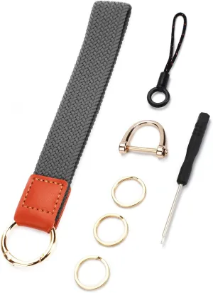 Wristband Keychain Set for Women, with Metal Rings D-Ring Screwdriver Elastic Wristlet Keychain Lanyard for Keys, Key