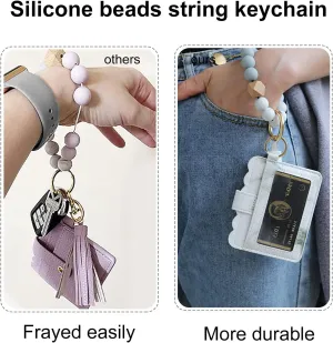 Wristlet Keychain Bracelet Wallet, Card Pocket Key Chains for Woman, Key Ring for Women, Gift for Mom or girlfriend.