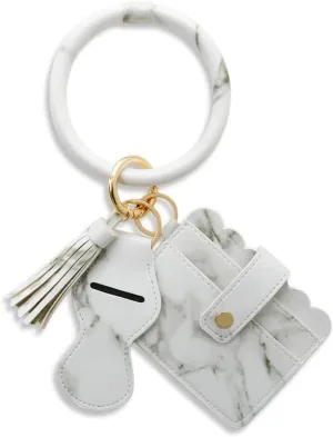 Wristlet Keychain Bracelet Wallet with Lipstick Holder for Women Girls Multifunctional Key Rings Bangle Card Holder