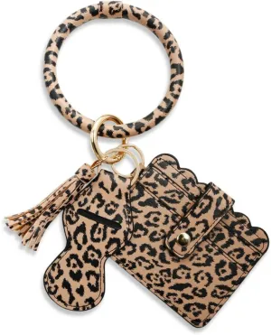 Wristlet Keychain Bracelet Wallet with Lipstick Holder for Women Girls Multifunctional Key Rings Bangle Card Holder