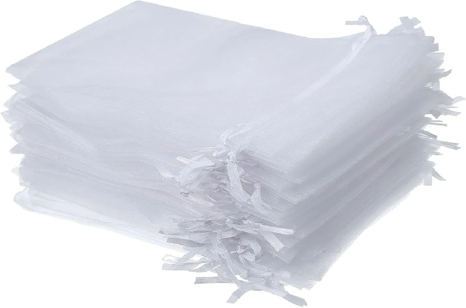Wudygirl 100pcs Organza Bags 4X6 Gift Bags with Drawstring Jewelry Pouches for Party Wedding Favor Christmas Candy Baby Shower (White 4x6)