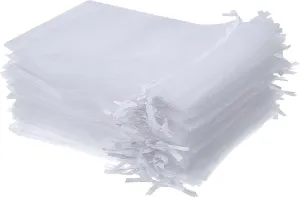 Wudygirl 100pcs Organza Bags 4X6 Gift Bags with Drawstring Jewelry Pouches for Party Wedding Favor Christmas Candy Baby Shower (White 4x6)