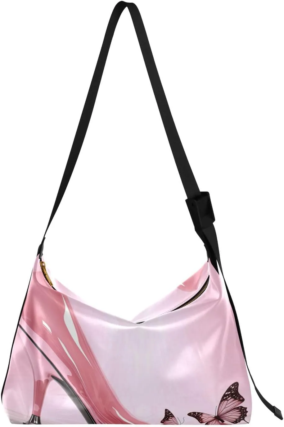 xigua High Heels & Butterflies Shoulder Bag for Women Waterproof PU Leather Hobo Bags Crossbody Purse with Zipper Closure