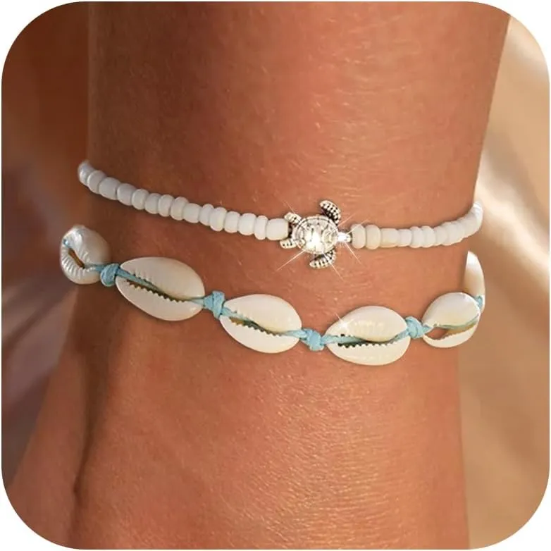 YANCHUN Anklets for Women Waterproof Sea Shell Starfish Ankle Bracelets Summer Beach Dresses for Women 2025 Vacation