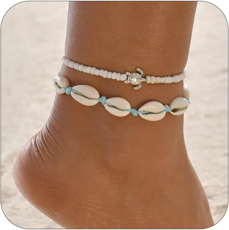 YANCHUN Anklets for Women Waterproof Sea Shell Starfish Ankle Bracelets Summer Beach Dresses for Women 2025 Vacation