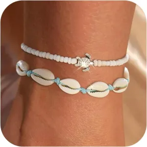 YANCHUN Anklets for Women Waterproof Sea Shell Starfish Ankle Bracelets Summer Beach Dresses for Women 2025 Vacation