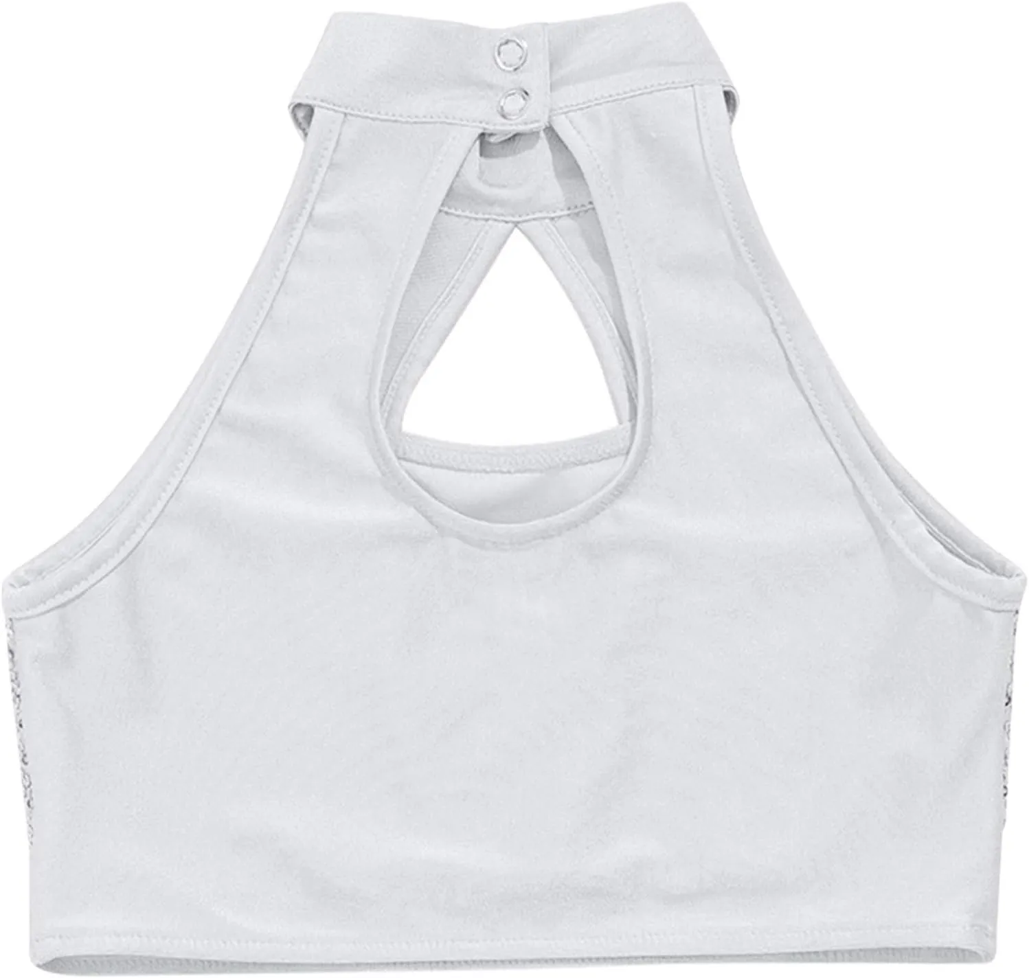 YiZYiF Girls Sequins Dance Crop Tops Cheer Jazz Performance Vest Shirt Sleeveless Camisole Tank Tops Costume