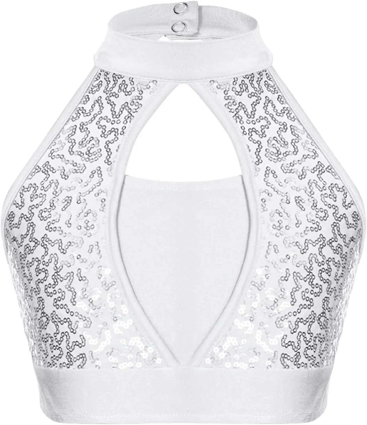 YiZYiF Girls Sequins Dance Crop Tops Cheer Jazz Performance Vest Shirt Sleeveless Camisole Tank Tops Costume
