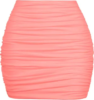 YMDUCH Women's Sexy High Waist Solid Tight Ruched Bodycon Mini Club Skirt