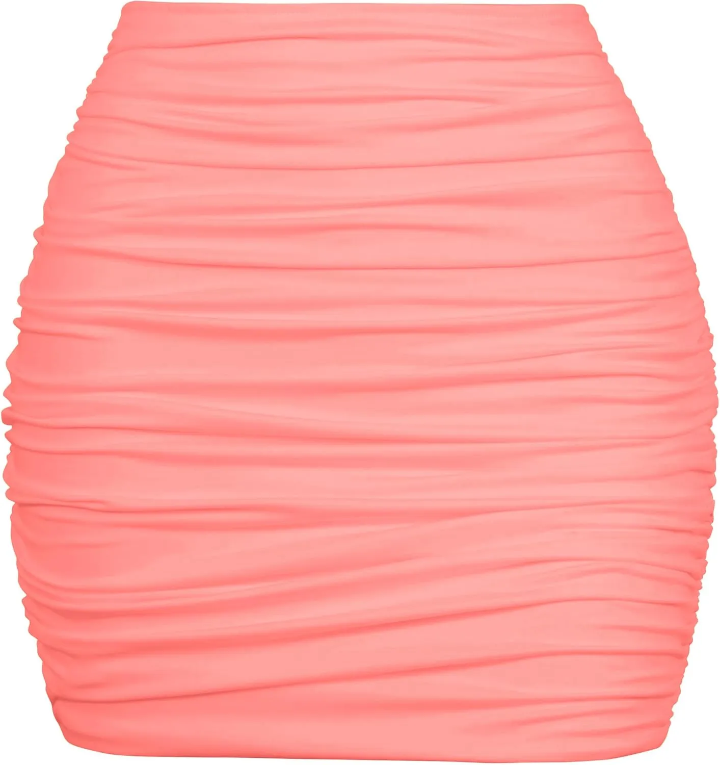 YMDUCH Women's Sexy High Waist Solid Tight Ruched Bodycon Mini Club Skirt