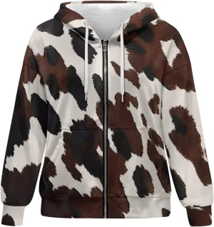 Ystardream Casual Zip Up Hoodies for Women Crewneck Sweatshirts Trendy XS-XL