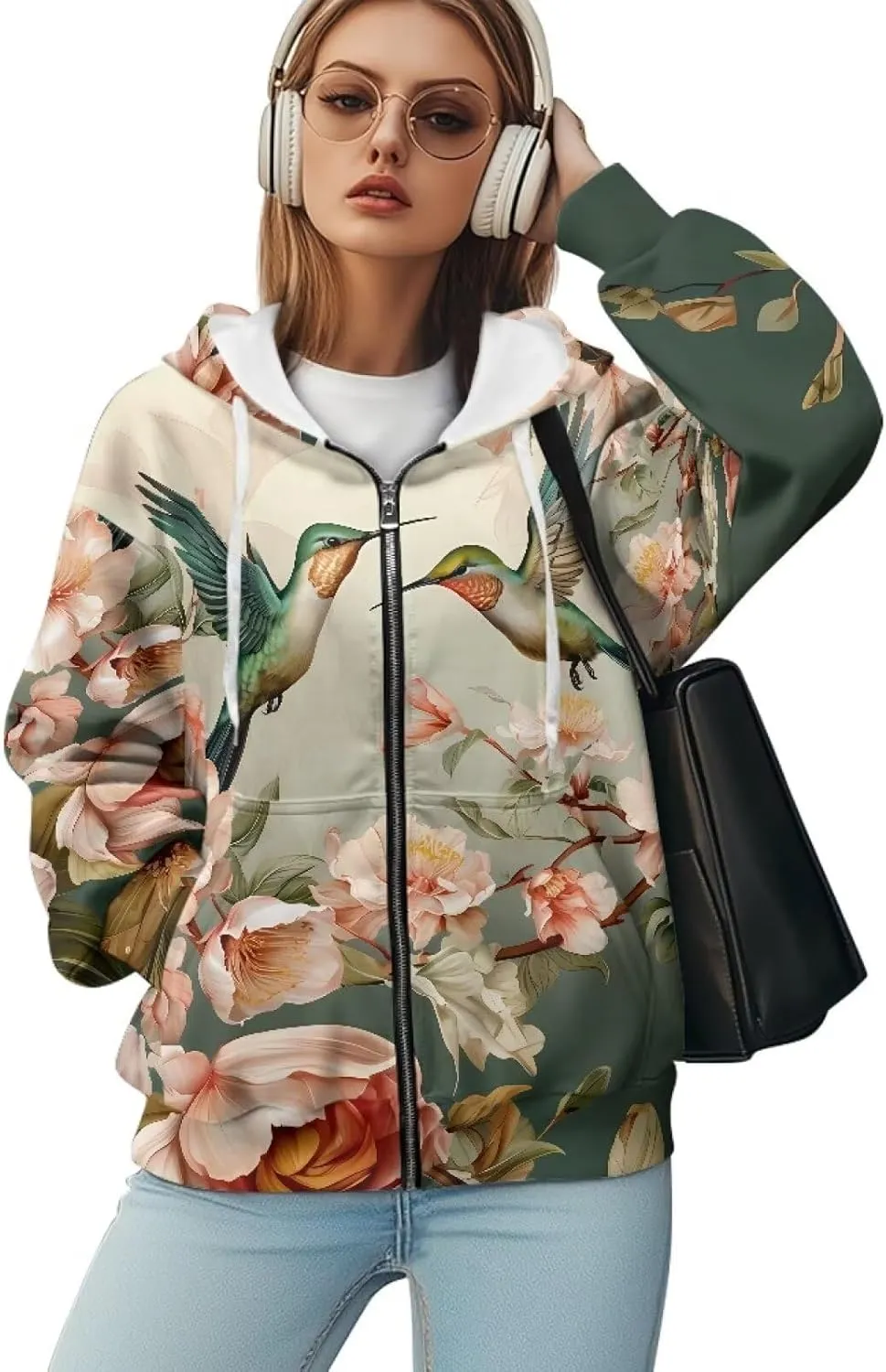 Ystardream Casual Zip Up Hoodies for Women Crewneck Sweatshirts Trendy XS-XL