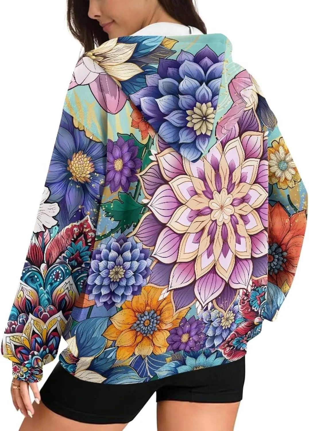 Ystardream Casual Zip Up Hoodies for Women Crewneck Sweatshirts Trendy XS-XL
