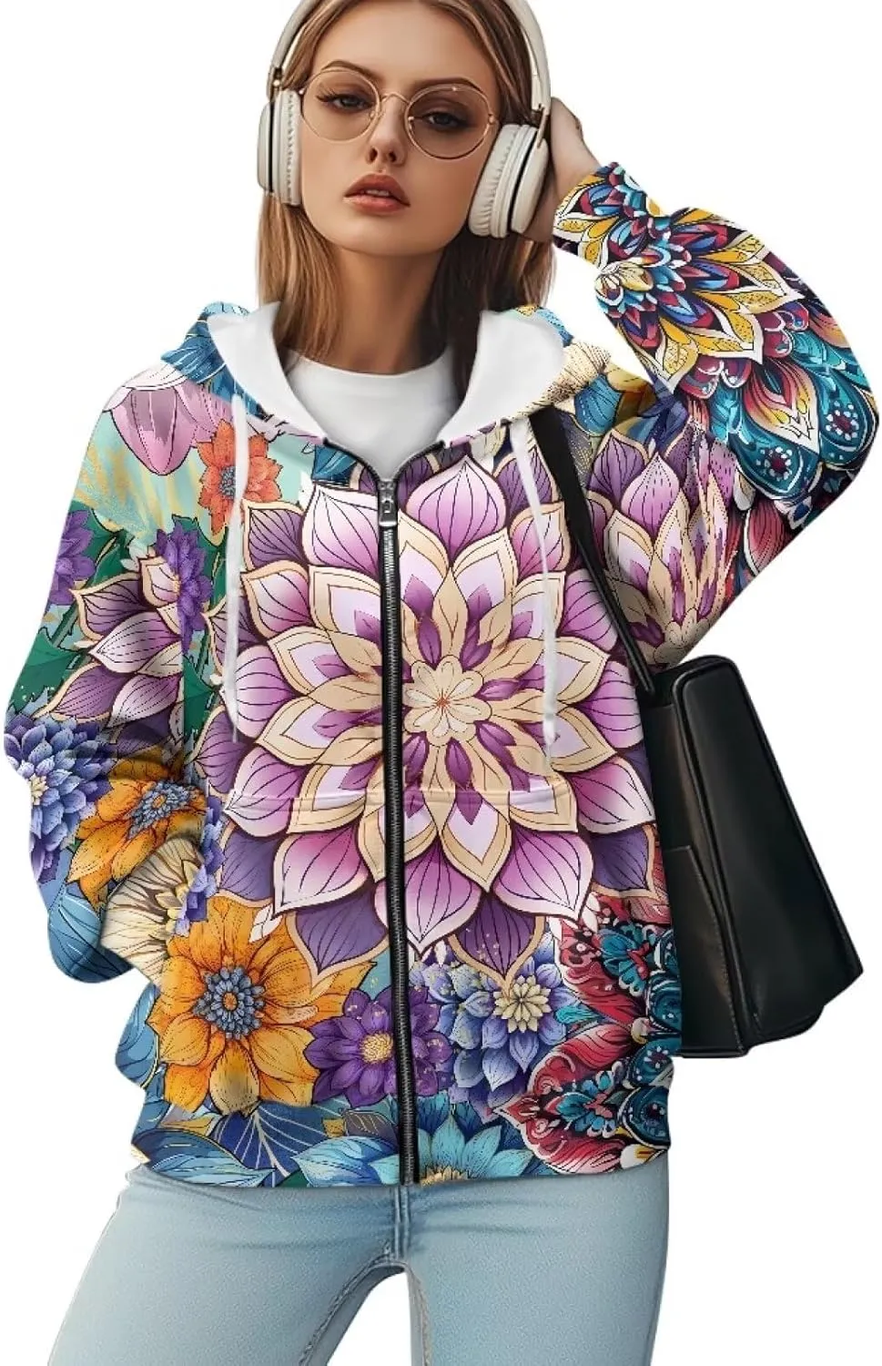 Ystardream Casual Zip Up Hoodies for Women Crewneck Sweatshirts Trendy XS-XL