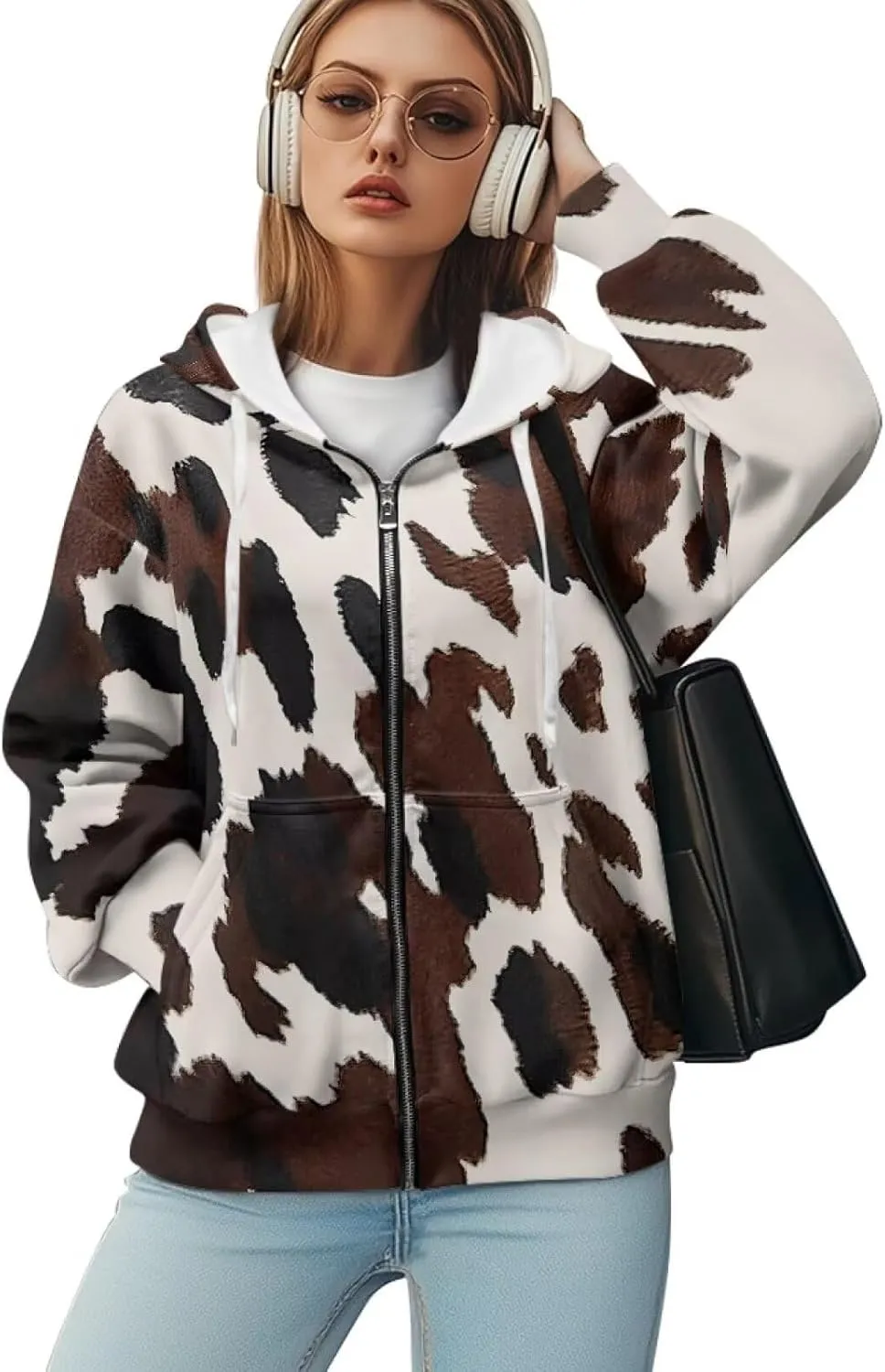 Ystardream Casual Zip Up Hoodies for Women Crewneck Sweatshirts Trendy XS-XL